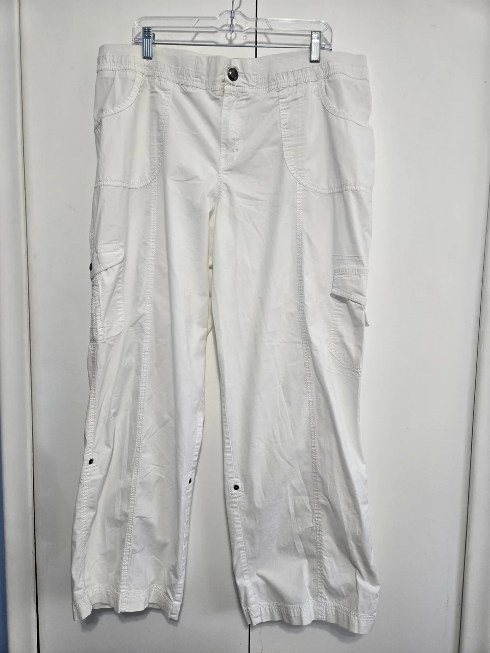 Lane Bryant White Cargo Pants Size 20 Stretch Cotton Plus Size
